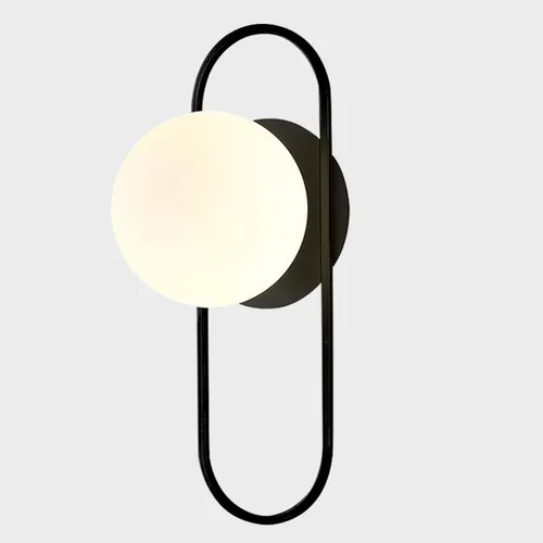 Aplique de Pared Redondo Moderno de Mediados de Siglo 1 Luz Globo Negro Iluminación de Aplique de Pared Tocador Minimalista Lámpara de Pared de Baño