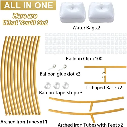 Miniatura 3 de UAEYW Kit de arco de globos redondos de metal dorado de 7.2 pies, soporte de arco de globos de círculo dorado de gran tamaño para fiesta