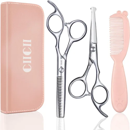 CIICII Kit de tijeras de corte de pelo para niños, juego de tijeras de corte de pelo de punta redonda de seguridad (corte de pelo, tijeras de