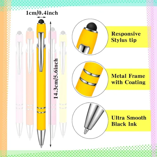 Miniatura 4 de Zonon 38 Piezas Bolígrafo Engomado con Punta de Stylus Bolígrafo de Metal Elegante Stylus Capacitivo con Agarre de Goma Suave, Tinta Negra
