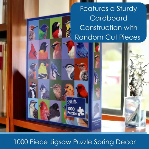Miniatura 3 de Gift Essentials Rompecabezas de 1000 piezas – Collage de amigos de aves del patio trasero: 25 retratos de tus pájaros favoritos en el patio trasero