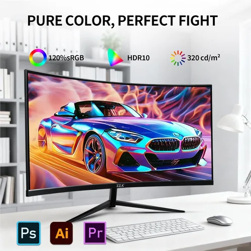 Miniatura 5 de ZZA Monitor curvo para juegos de 32 pulgadas 2560x1440P 165Hz Monitor de computadora 1500R QHD 2K VA, monitor de PC HDMI DP1.4, 1ms MPRT, HDR