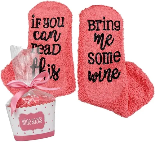 Miniatura 56 de CHANGGER Calcetines unisex con texto en inglés "If You Can Read This Bring Me Some Fuzzy Funny Saying Crew Socks Christmas Unisex Gift