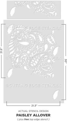 Miniatura 2 de Plantilla de pared Paisley Allover - Plantilla grande reutilizable para pintar paredes - Alternativa de papel tapiz de bricolaje para paredes
