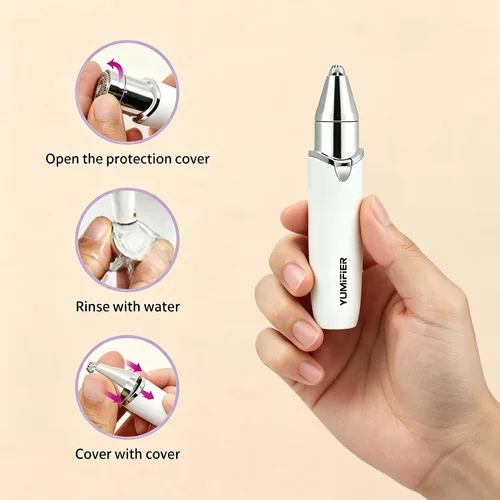 Miniatura 6 de 2-in-1 Women’s Facial Hair Trimmer, Lipstick Size Portable Electric Razor, for Eyebrows, Nose Hair, Upper Lip, Chin, Peach Fuzz