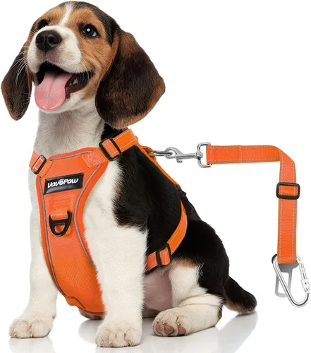 Miniatura 15 de VavoPaw cinturón de seguridad para perro, arnés de coche con peto de seguridad y hebilla ajustable para vehículo, cinturón de seguridad de nailon