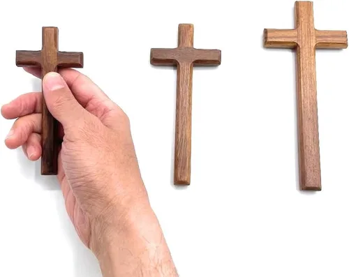Miniatura 6 de St John the Baptist Orthodox Brotherhood Cruz de mano de madera simple y maciza, tamaño pequeño (pequeño)