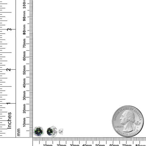 Miniatura 127 de Gem Stone King Aretes de plata de ley 925 de 0.236 in con piedra natal redonda para mujer