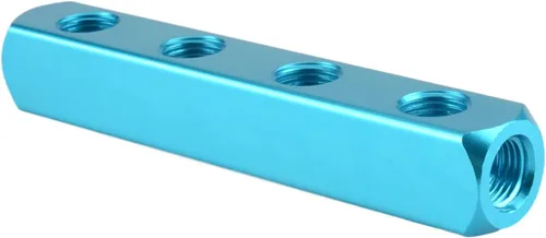Miniatura 6 de Colector de aire, Colector de compresor de aire de 2 vías y 5 puertos, Divisor de bloque de colector en línea de manguera de aire de aluminio