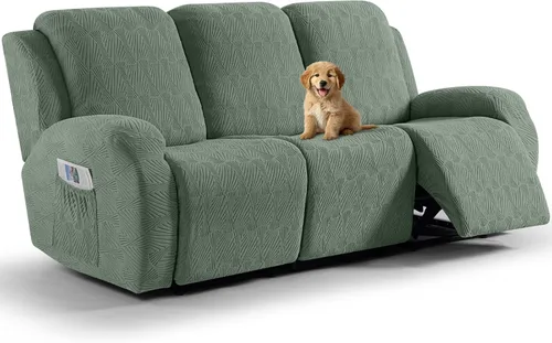Miniatura 26 de VANSOFY Fundas para sillas reclinables, 4 piezas, elásticas, de tela jacquard, suave funda para silla reclinable, protector de muebles con parte