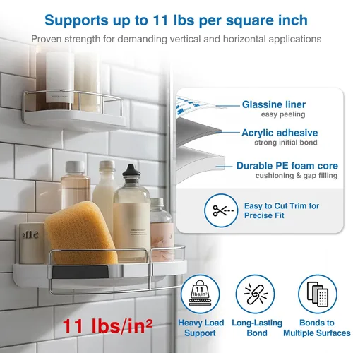 Miniatura 3 de Cinta extraíble de doble cara – Cinta de montaje de espuma PE de servicio pesado de 1 pulgada x 16.5 pies con promotores de adhesión – Seguro