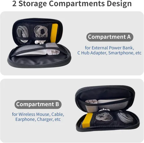 Miniatura 3 de Funda organizadora de artículos electrónicos, organizador de cables, bolsa de tecnología de viaje esenciales, adecuada para cargador, cable, Negro
