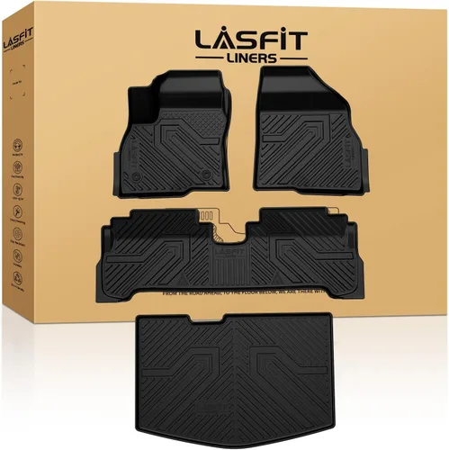 Miniatura 51 de LASFIT Juego completo de tapetes de elastómero termoplástico para todo tipo de clima de ajuste personalizado para automóviles, de 1ª y 2ª fila, 3