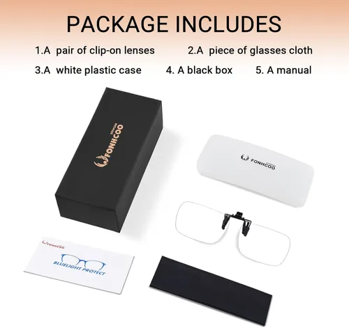 Miniatura 6 de FONHCOO - Lentes con bloqueo de luz azul Clip on para mujeres y hombres sobre lentes de prescripción sin montura, antifatiga ocular, anti dolores