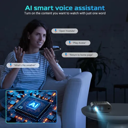 Miniatura 3 de [Google TV/control de voz] Proyector inteligente GooDee 4K UHD con WiFi y Bluetooth, proyector de películas portátil aplicable a Prime Video, Negro