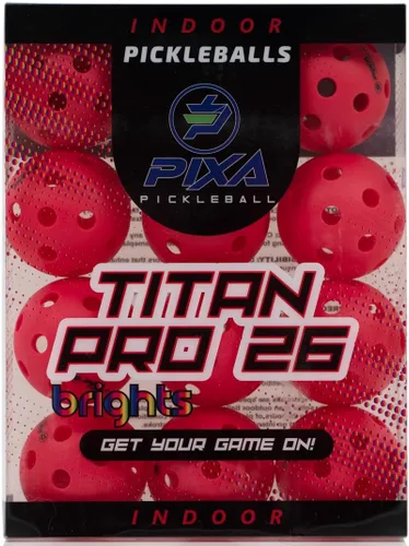 PIXA Titan Pro 26 Pickleball para interiores, aprobado por USAPA, bolas de pickleball duraderas para interiores, rebote constante, vuelo suave, Rojo