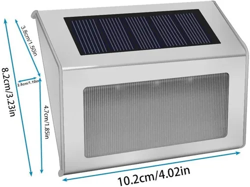 Miniatura 6 de Paquete de 6 luces solares para escalera, jardín, caminos. Luces LED de acero inoxidable para exterior. Blanco frío