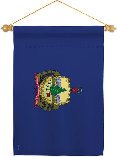 Juego de banderas de jardín Vermont con clavija de madera, estados americanos, territorios americanos, república, país, área particular, pequeño,