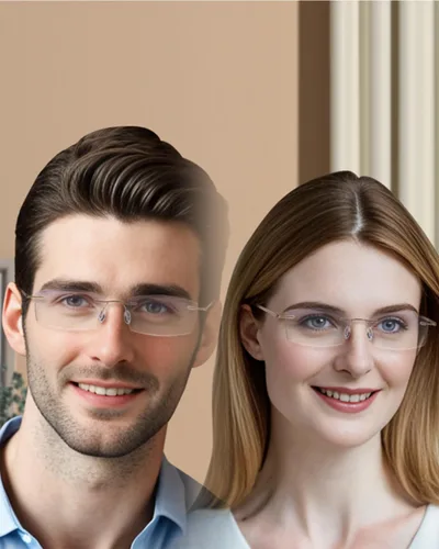 Miniatura 6 de TERAISE Lentes de lectura sin montura para hombres y mujeres, lectores ligeros de metal transparente, lentes de computadora con bloqueo de luz azul