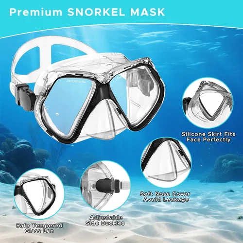 Miniatura 3 de Equipo de esnórquel para adultos, esnórquel seco, juego de máscara para adultos, máscara de buceo, equipo de buceo, gafas de natación con cubierta