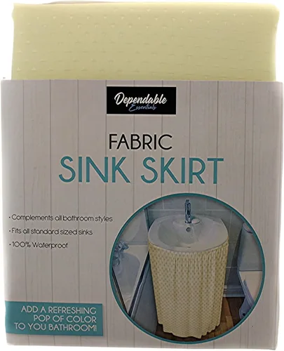 Miniatura 5 de Falda de Fregadero de Baño de Tela con Puntada de Diamante, Fregadero Utilitario, Impermeable, se Adapta a Fregaderos de Tamaño Estándar, Añade