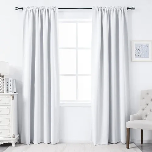 Miniatura 16 de DUALIFE Cortinas opacas de 45 pulgadas de largo, 2 paneles para ventanas pequeñas de dormitorio, aislamiento térmico, bolsillo para barra, cortinas