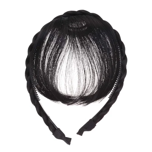 Miniatura 8 de Extensiones de cabello sintético con flecos, para mujeres y niñas (negro)