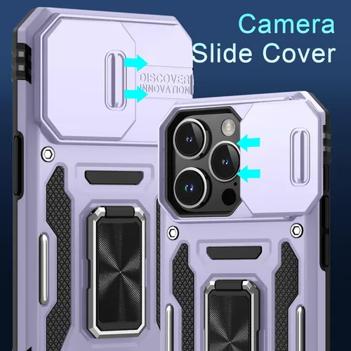 Miniatura 83 de DEERLAMN Funda para iPhone Xs Max con funda deslizante para cámara + protector de pantalla, soporte giratorio de anillo de grado militar a prueba