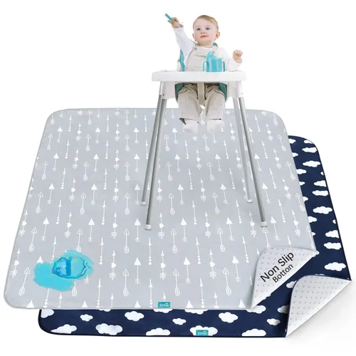 Miniatura 13 de Paquete de 2 alfombrillas para debajo de la silla alta, artes, manualidades y desorden alimentario, impermeable, para el tiempo de juego del bebé