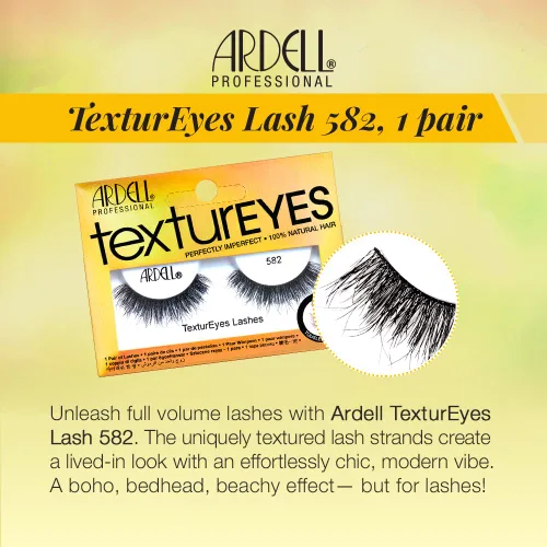 Miniatura 2 de Ardell Textureyes - Pestañas postizas 582 – 100% pestañas de cabello natural, banda flexible de volumen suave, cómodas para el uso diario, 1 par