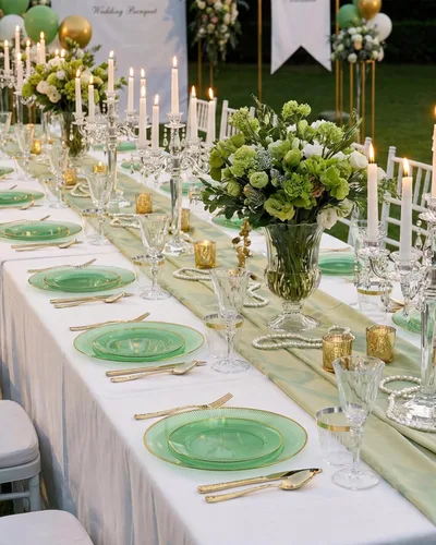 Miniatura 8 de Hioasis 60 platos de plástico verde y dorado, juego de vajilla desechable verde, 30 piezas de cena de 10.25 pulgadas y 30 platos de postre de 7.5