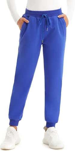Miniatura 16 de MOUEEY Pantalones deportivos súper cálidos con forro de sherpa para mujer, pantalones deportivos de forro polar con bolsillos con cremallera