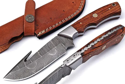 Miniatura 10 de Cuchillos de Damasco Hechos a Mano Personalizados de Acero de Damasco Cuchillo de Caza para Desollar, Camping, Exterior - Cuchillos de Caza de Hoja