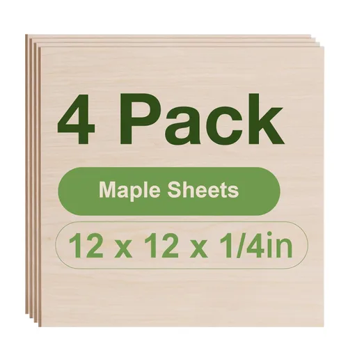 Miniatura 30 de Paquete de 12 hojas de tilo Rowood, 12x12x1/8pulgadas, tilo de 3mm para corte láser, kits de manualidades para adultos, tablero de madera