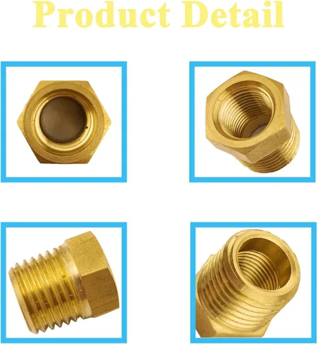Miniatura 3 de 6 piezas de latón reductor hexagonal buje roscado montaje de tubería 1/2 pulgada NPT macho x 1/4 pulgadas NPT de latón resistente adaptador de tubo
