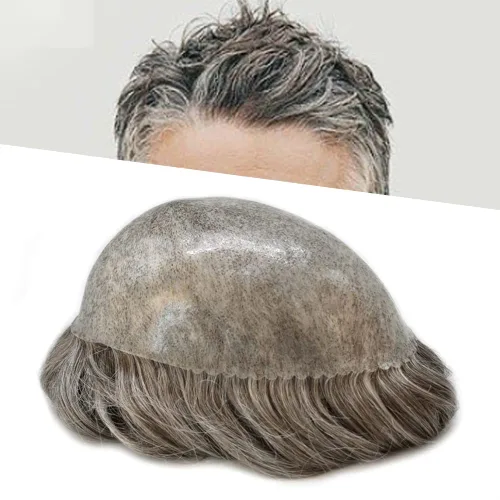 Miniatura 51 de LYRICAL HAIR Toupee for Men Human Hair Replacement System Injected Poly Skin Male Prothesis Durable PU Mens Hairpiece Wig 5"X7" #1 Jet Black 120%