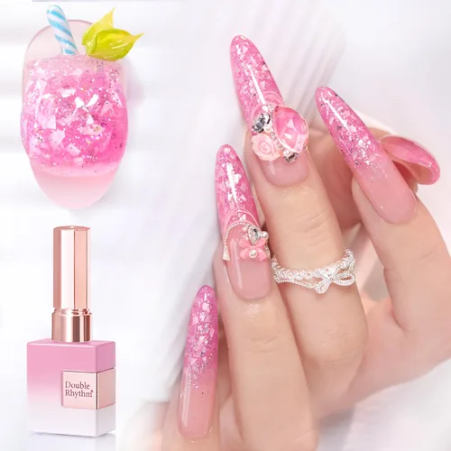 Miniatura 3 de Double Rhythm Esmalte de gel con purpurina de nieve de 0.5 fl oz, color holográfico reflectante para arte de uñas, salón de manicura y bricolaje