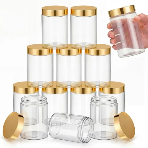 Miniatura 23 de SATINIOR Paquete de 12 frascos de plástico con tapas, frascos redondos para cosméticos de viaje, para artículos de tocador, loción, crema