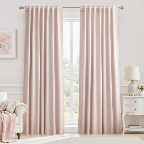 Miniatura 87 de UHITECH Cortinas cortas de lino de 24 pulgadas de largo para ventanas pequeñas de granja, cortinas opacas modernas para sala de estar, pestañas