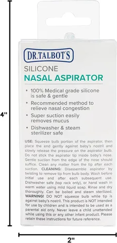 Miniatura 9 de Dr. Talbot's Aspirador nasal para bebés - Silicona - con estuche de almacenamiento - Elefante azul (paquete de 2)