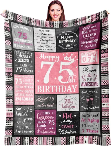 Miniatura 10 de Ivivis Regalos de 100º Cumpleaños para Mujeres Manta 60"x50", Suministros de Decoraciones para Fiesta de 100º Cumpleaños, Regalos de Feliz 100º