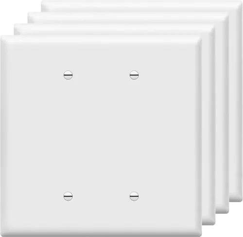 Miniatura 20 de ENERLITES - Cubierta de salida doble en blanco extra grande, placa de pared de dos bandas en blanco, tamaño grande, 2 bandas de 5.5 x 5.5 pulgadas