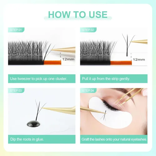 Miniatura 89 de NAGARAKU Extensiones de pestañas falsas en forma de W de 4D, suaves y naturales, con volumen, rizado D, 0.07mm, mezcla de 8-15mm, abanico 0.07-D 4D W