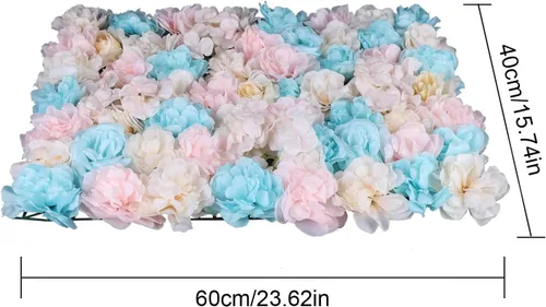 Miniatura 5 de Panel de pared de flores artificiales 3D, 24 x 16 pulgadas, 10 paneles de fondo de pared para exteriores, interiores, fiestas, bodas, día de San