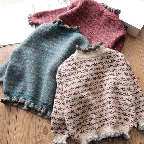 Miniatura 5 de Camisetas para bebé niña, suéter con mangas de suéter, ropa de una niña larga con fondo largo para niñas de bebé simple