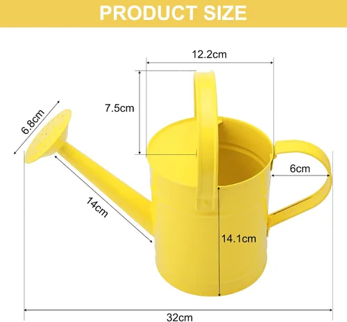 Miniatura 14 de Regadera de metal 1.5L/51oz, arte de hierro para plantas al aire libre, amarillo