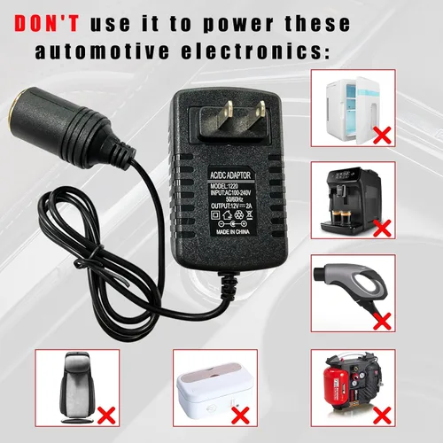Miniatura 5 de Ziciner Convertidor de CA a CC, 100-240V a 12V 2A 24W Convertidor AC/DC, toma de encendedor de cigarrillos de automóvil, transformador de adaptador