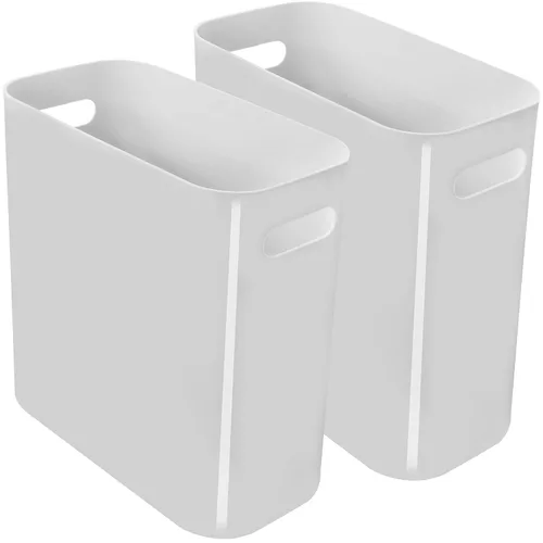 Youngever Paquete de 2 cubos de basura delgados de 3 galones, contenedor de basura de plástico con asas para oficina en casa, sala de estar, sala de