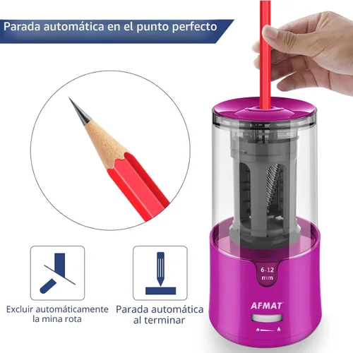 Miniatura 4 de AFMAT Sacapuntas Eléctrico para Lápices de Colores, Parada Automática, Afilado Rápido en 3s, Sacapuntas de Agujero Grande con Enchufe para Lápices