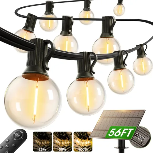 Miniatura 12 de addlon Cadena de luces solares para exteriores de 25 pies con alimentación solar, resistente al agua con control remoto, cadena de luces solares